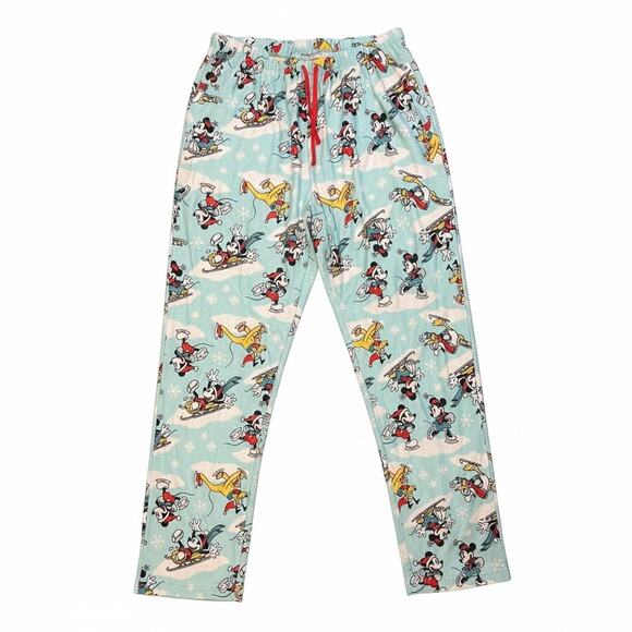 Disney Pants - Disney Mickey Minnie Pluto Ice Skating Christmas Pajama Pants XL Fleece Holiday